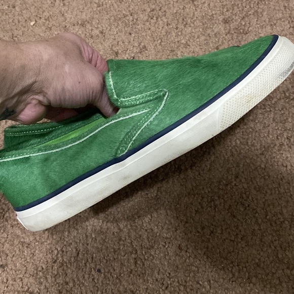 Sperry Top Sider Jeffrey green calf hair slip ons round toe - Picture 2 of 7